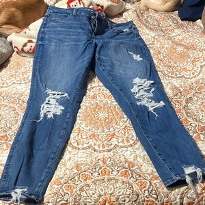 Distressed Blue Women’s Ripped Jeans- American Eagle